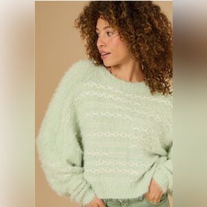 Altar’d State Mint Green Fuzzy Eyelash Sweater